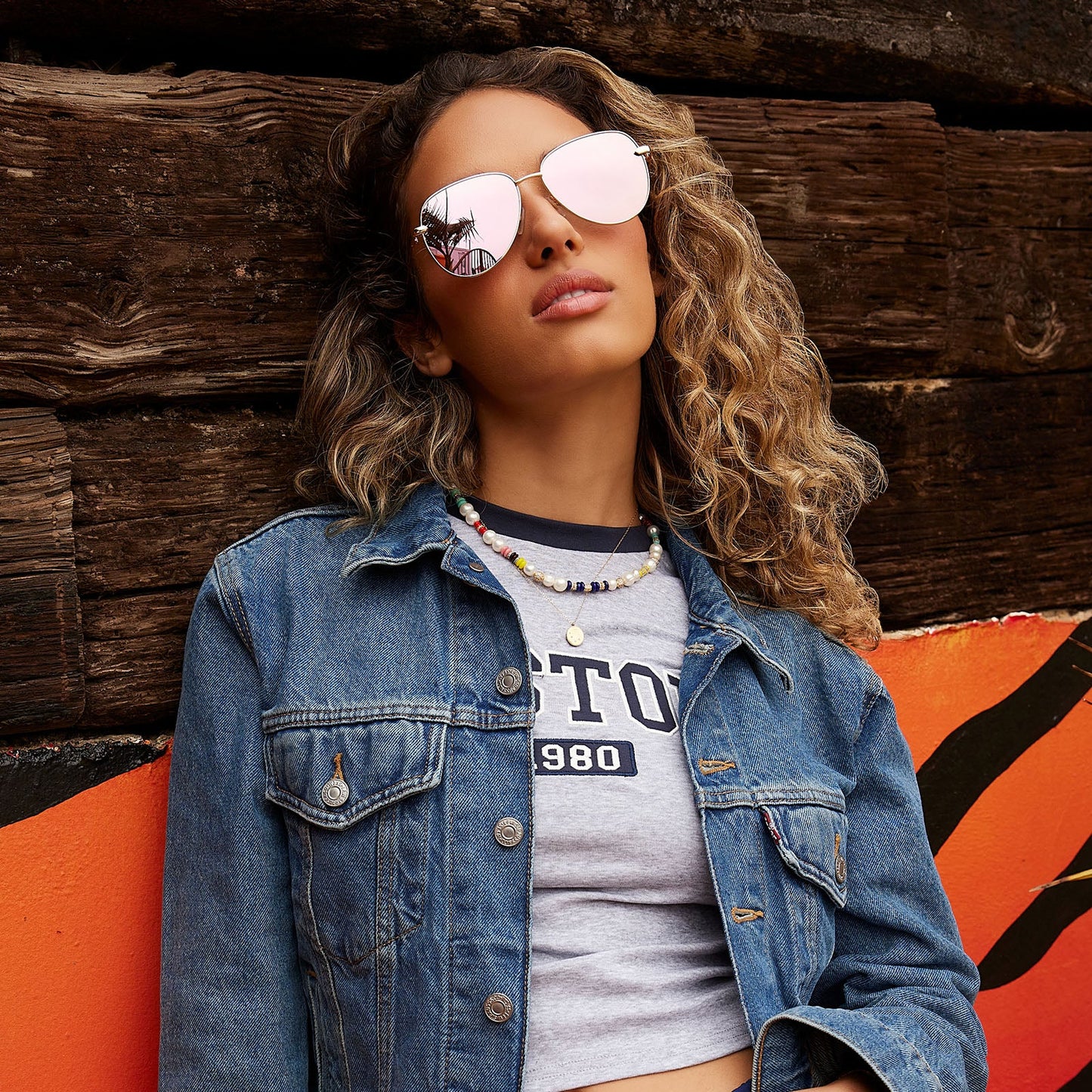 shiny gold + champagne mirror polarized sunglasses